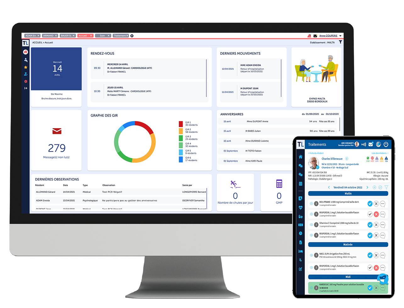 TITANLINK, Logiciel de soins en ehpad, web, tablette, nomade, maisons de retraite