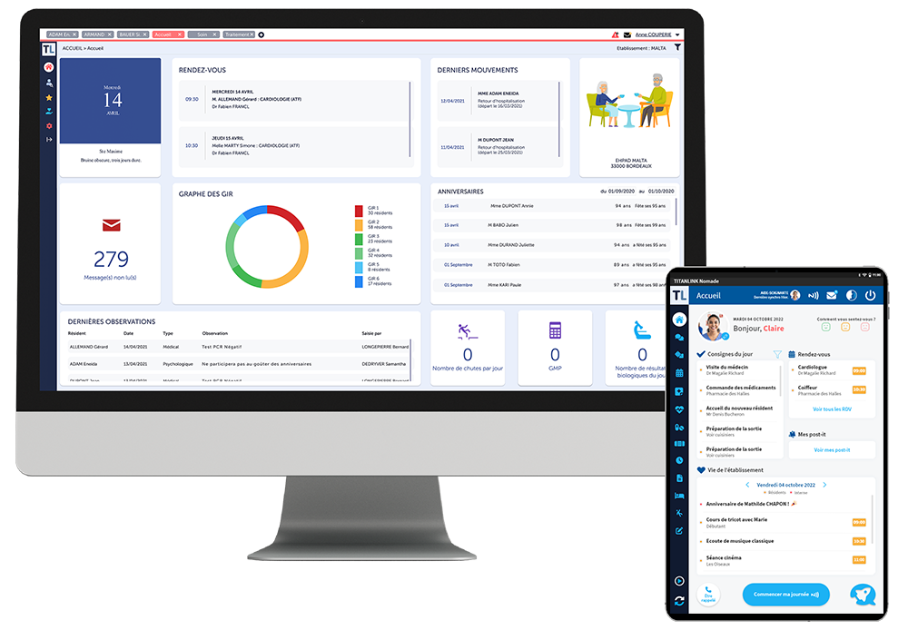 Page d'accueil personnalisable de TITANLINK et l'application tablette TITANLINK Nomade